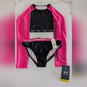 Under Armour Women's Pink and Black Swim Set